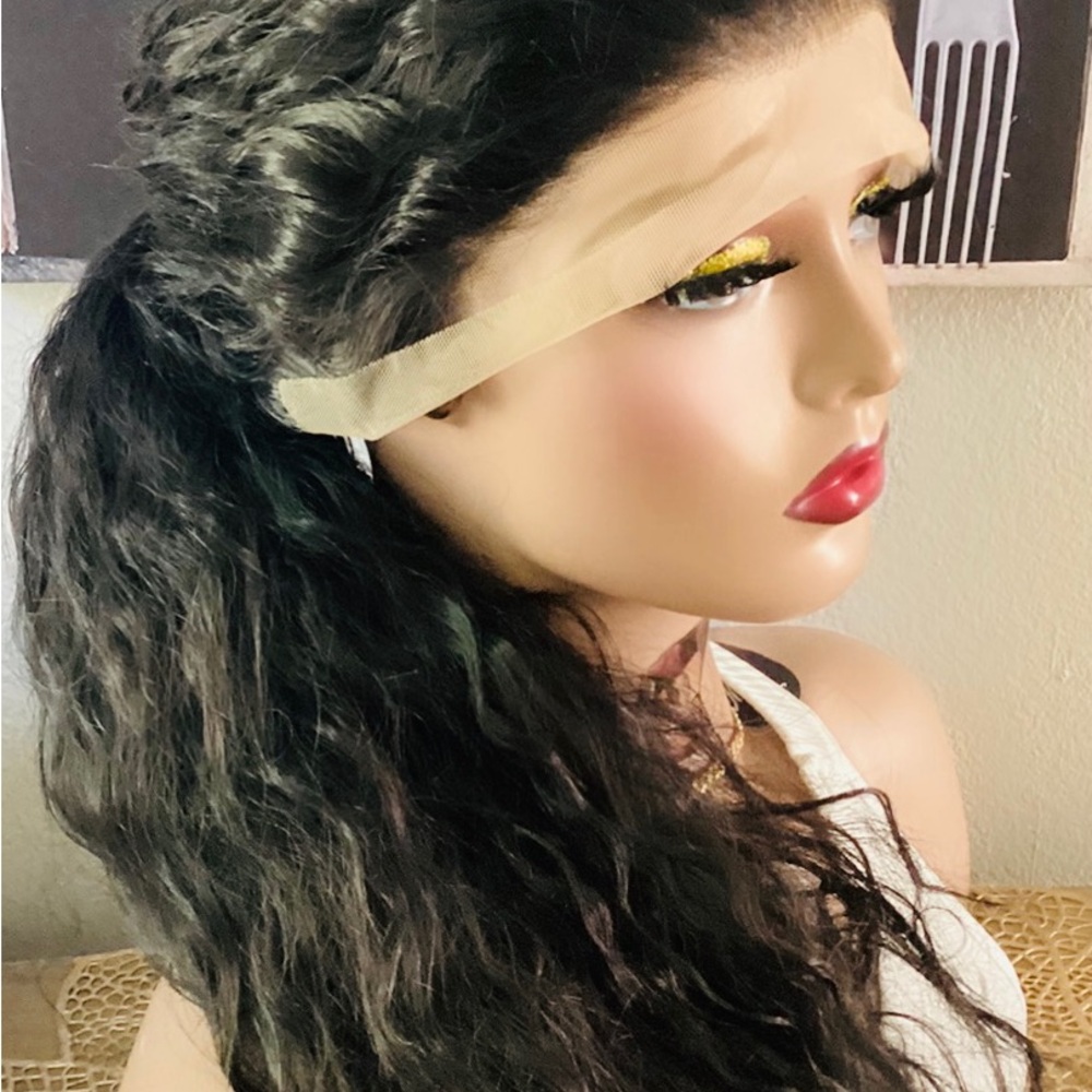 Beautiful curly lace front wig Synthetic so soft and realistic natural look.